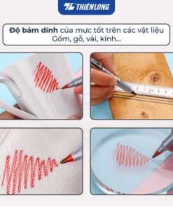 Bút lông dầu Thiên Long PM-04_khả năng viết trên các vật liệu