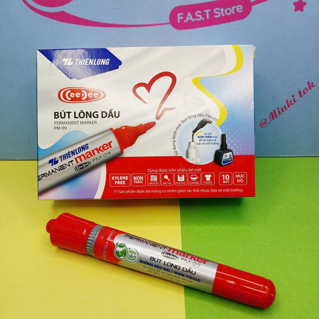 Bút lông dầu Thiên Long PM-09 quy cách hộp 10 bút 1 màu Ảnh thực tế Bút lông dầu Thiên Long PM-09 quy cách hộp 10 bút 1 màu