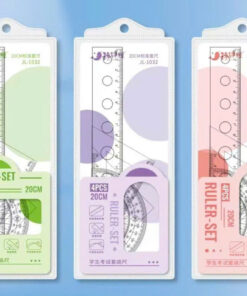 Bộ thước kẻ học sinh 4 trong 1 MK4 nhựa trong, quy cách 1 vỉ, mã số JL-1032
